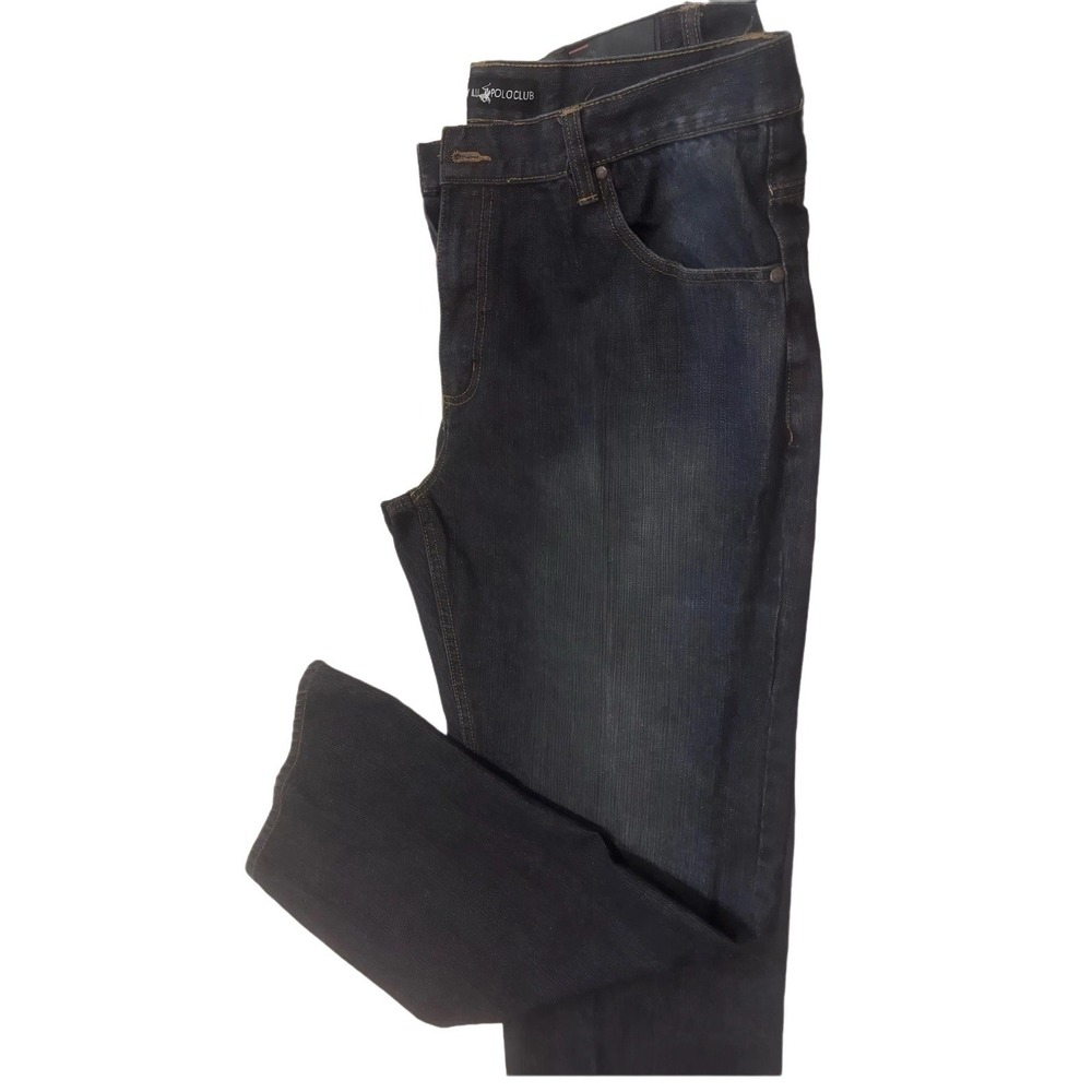 Beverly Hills Polo Club Mens Jeans 38x32 Dark Wash Blue 100% Cotton Straight Leg